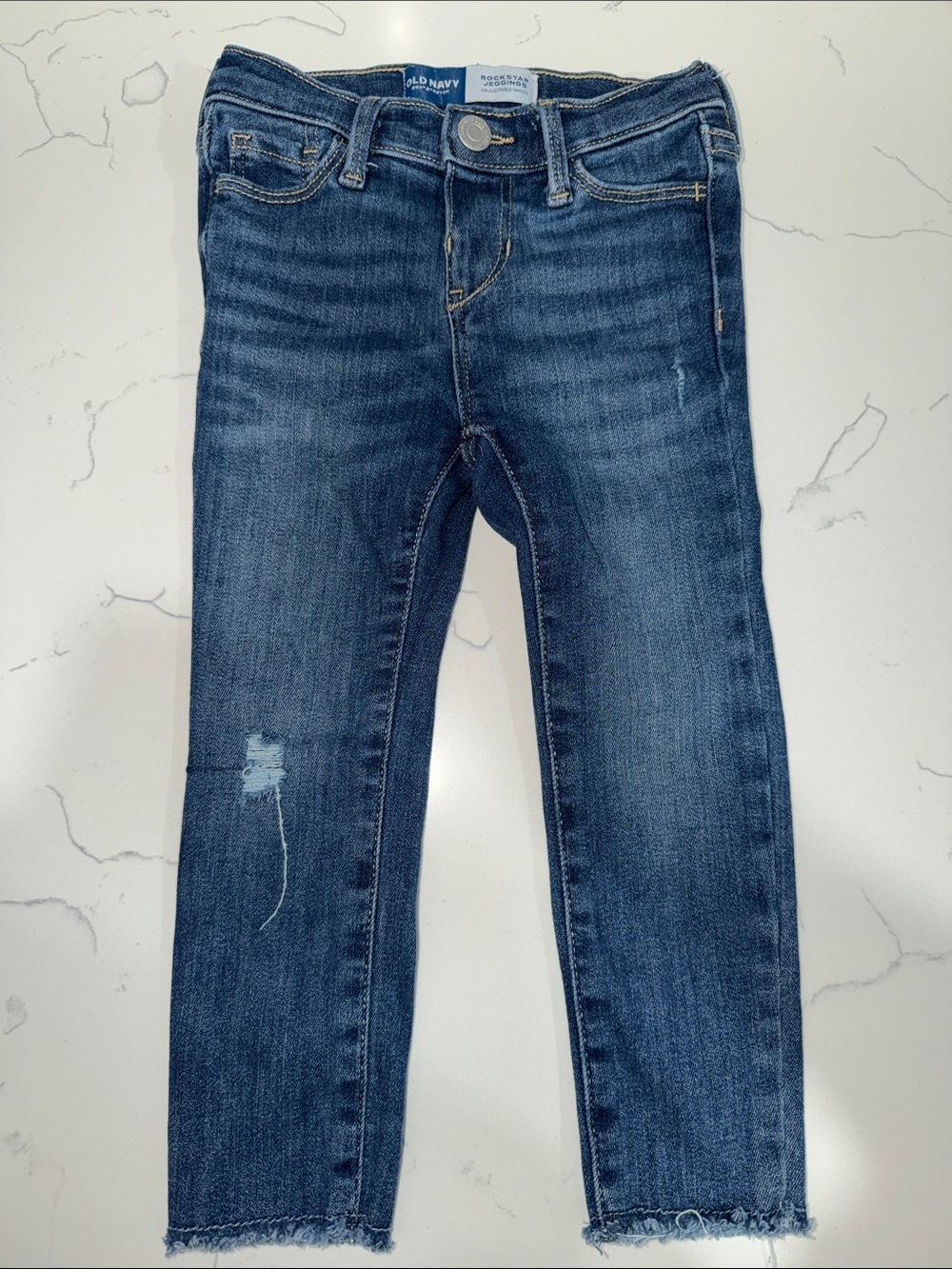 Old Navy Dark Blue Skinny Jeans with Subtle Distress